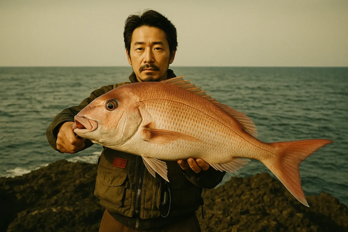 鋳釜崎でマダイの釣果を得た佐々木.webp