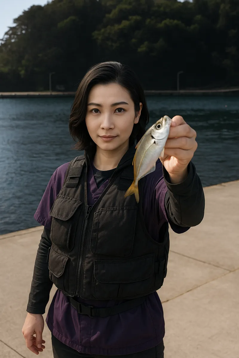 長崎漁港でアジの釣果を得た八重田.webp