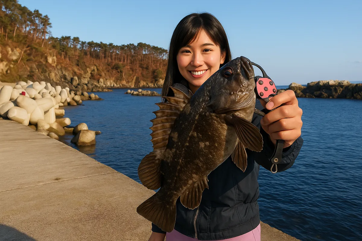 長崎漁港でソイの釣果を得た黒川.webp