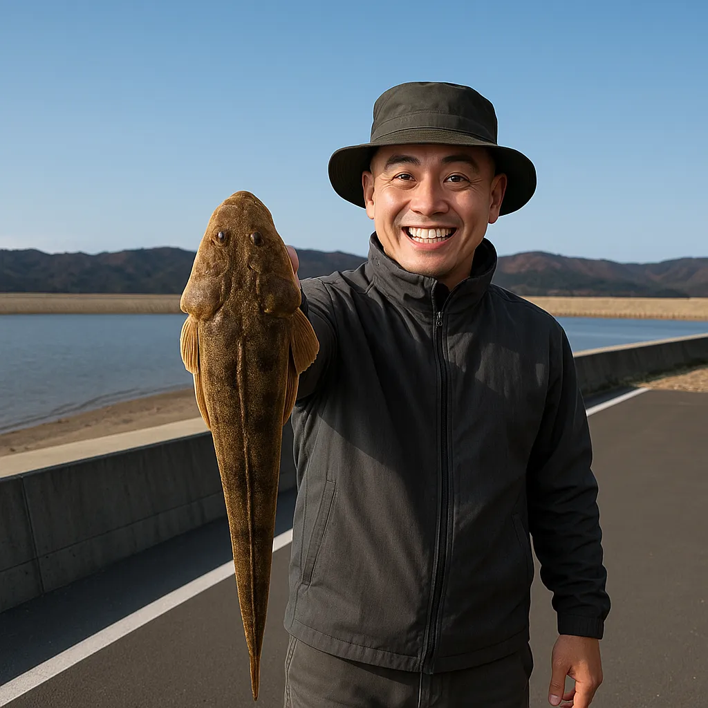長面浦でマゴチの釣果を得たがんだま君.webp