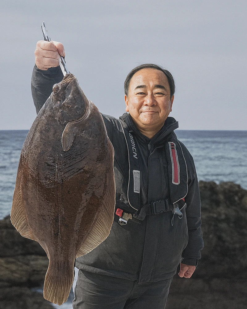 閉伊崎でナメタガレイの釣果を得た持田.webp