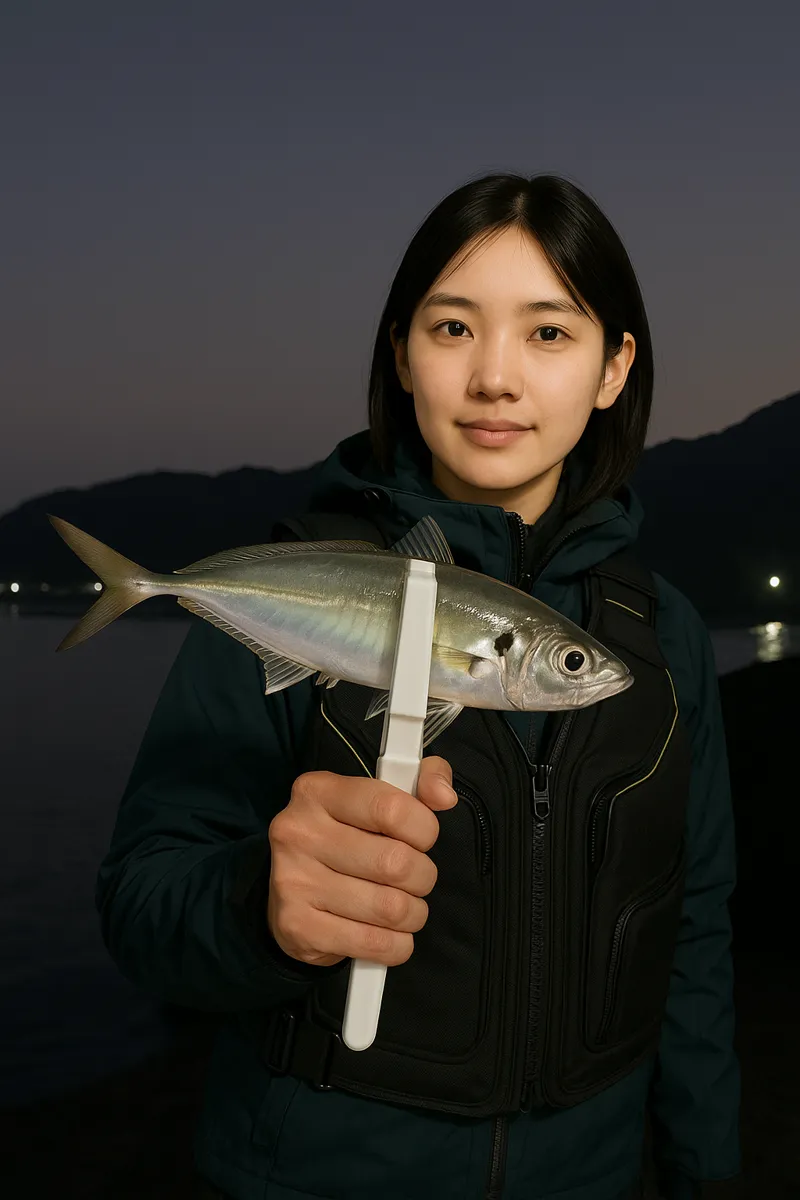 間元漁港でアジの釣果を得た森永.webp