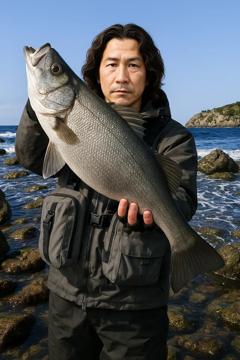 間元漁港でヒラスズキの釣果を得た岸本.webp