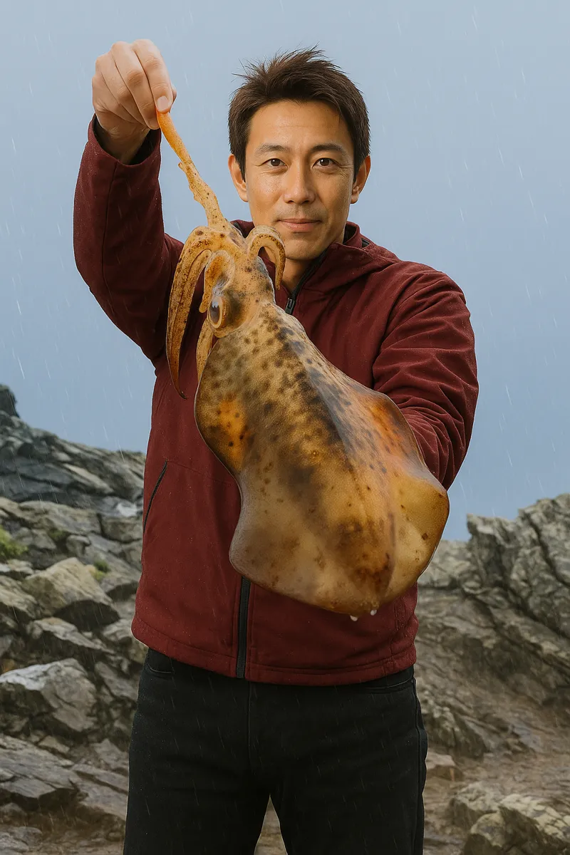 関崎灯台下でアオリイカの釣果を得た亀岡.webp