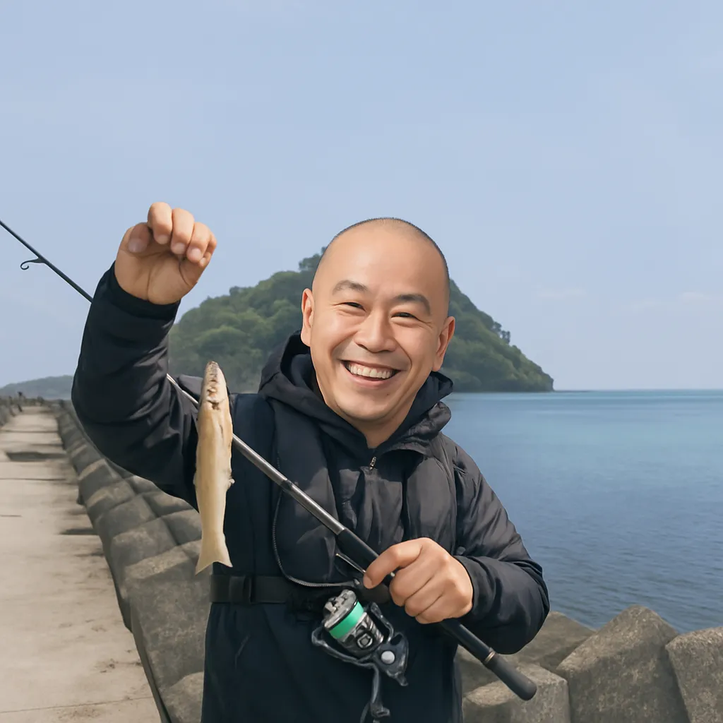 隼人新港でシロギスの釣果を得たがんだま君.webp