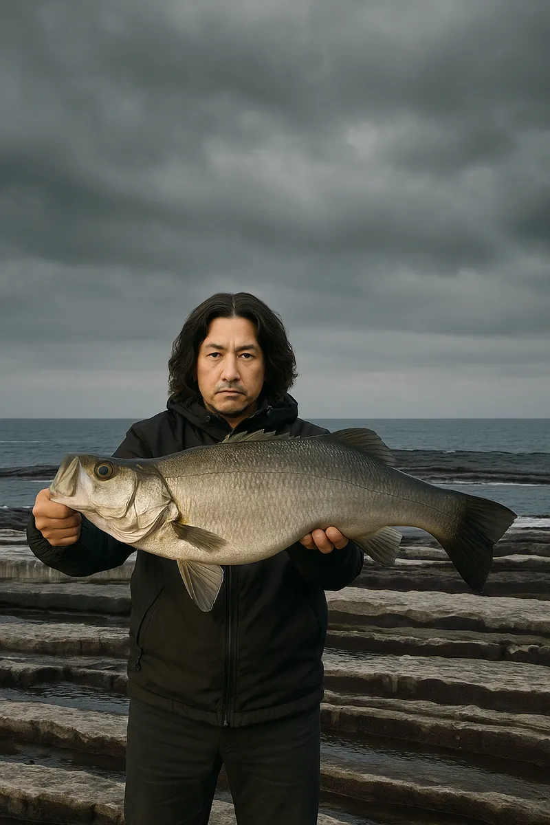 青島でヒラスズキの釣果を得た岸本.webp