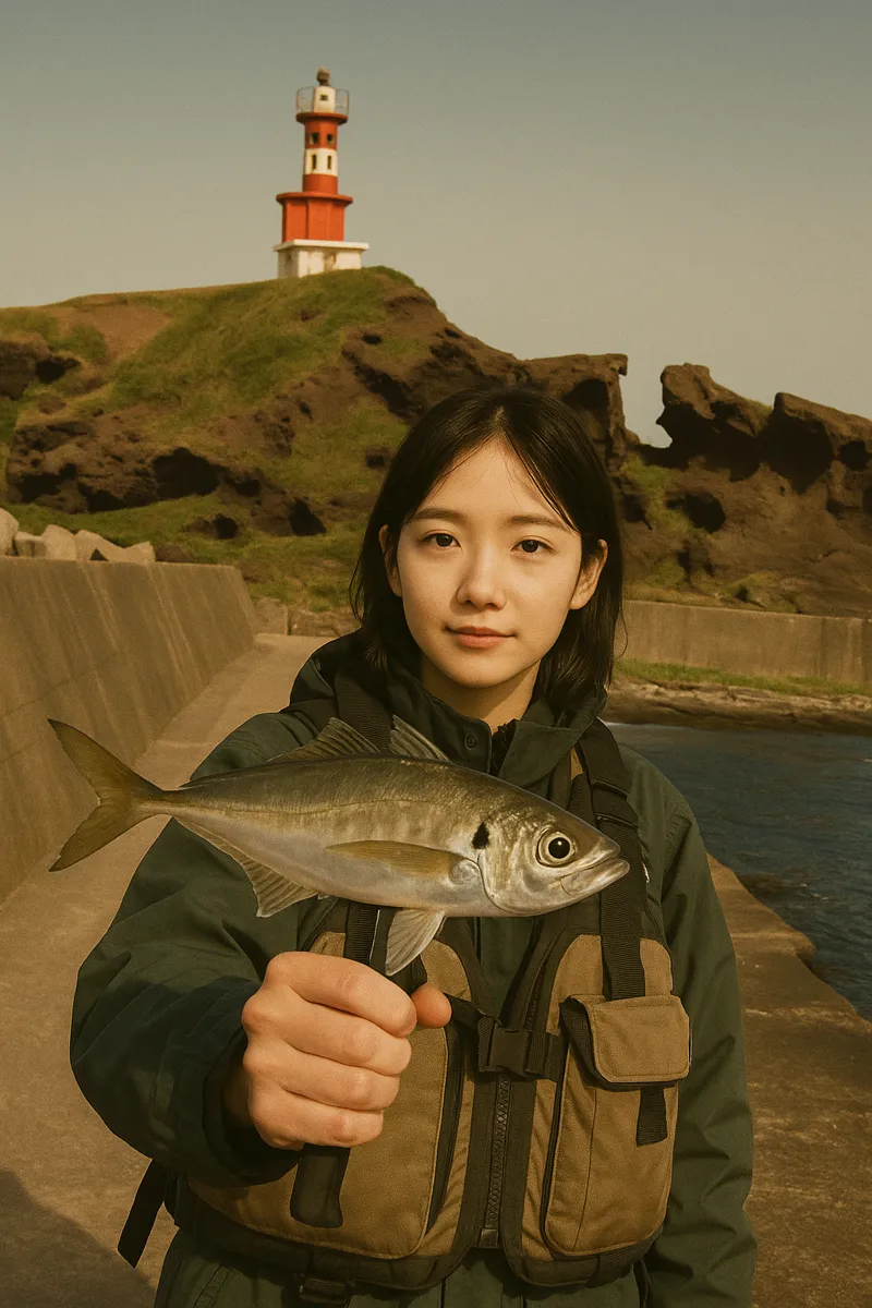 風合瀬漁港でアジの釣果を得た森永.webp