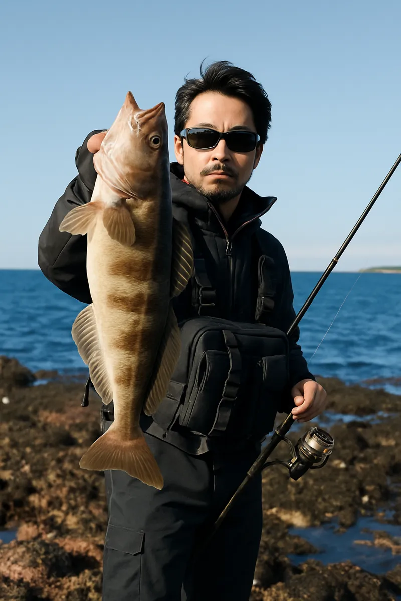 風合瀬漁港でホッケの釣果を得た佐々木.webp