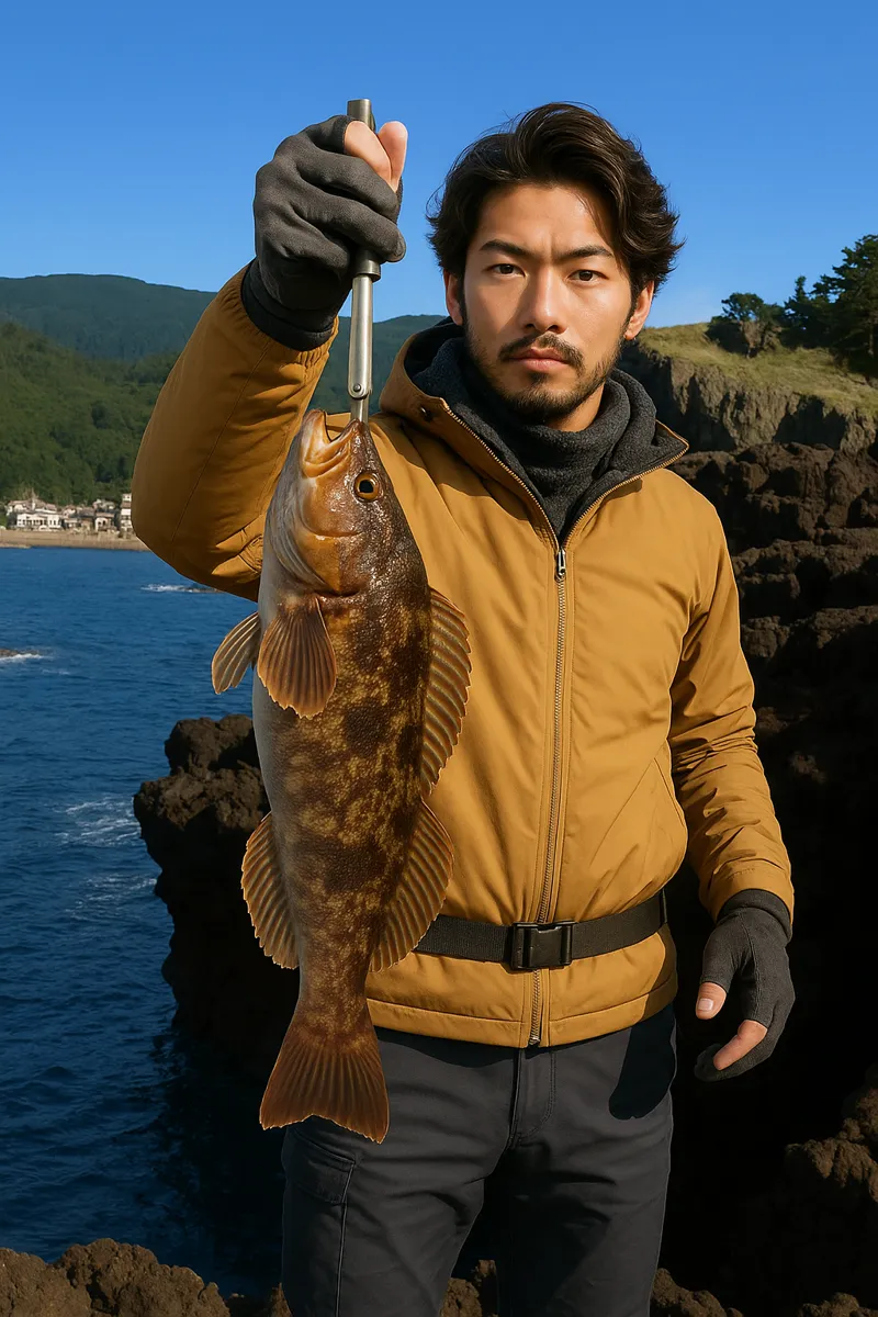 館山崎でアイナメの釣果を得た澤田.webp