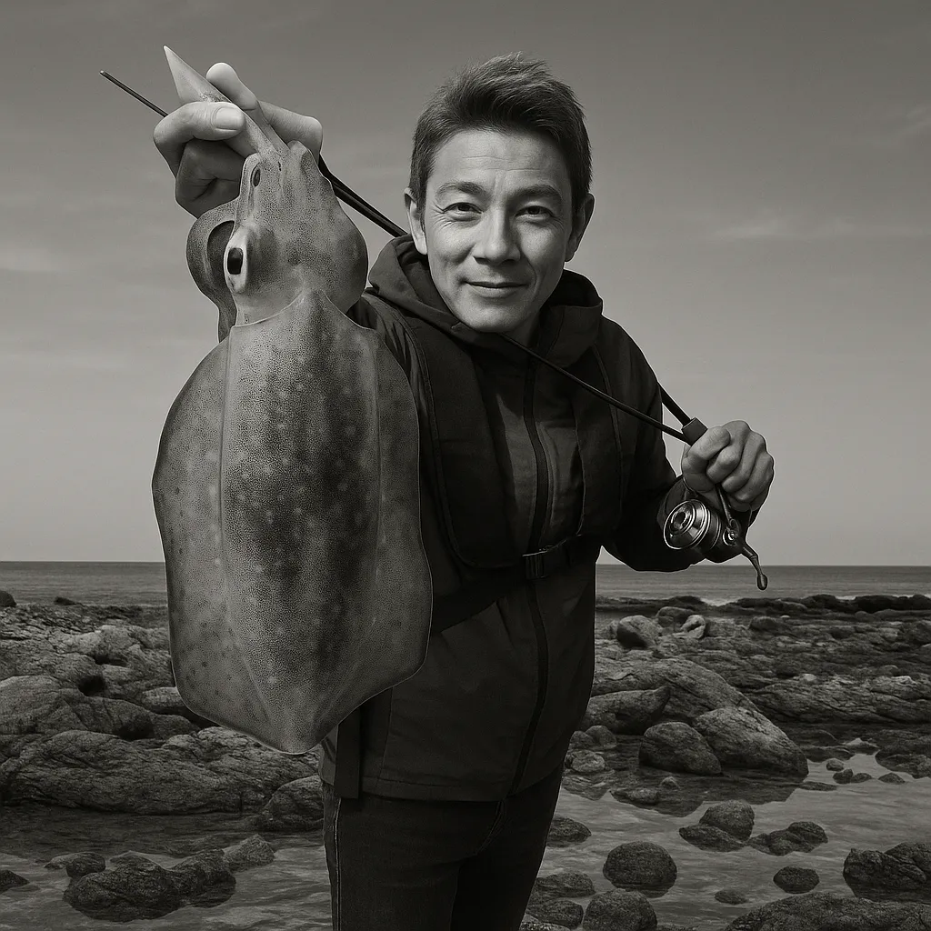 館山崎でアオリイカの釣果を得た亀岡.webp