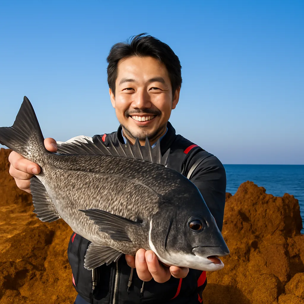 館山崎でクロダイの釣果を得た佐々木.webp