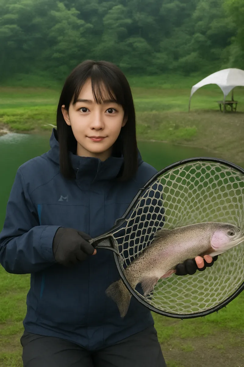 高根トラウトマウンテンズでニジマスの釣果を得た国生.webp