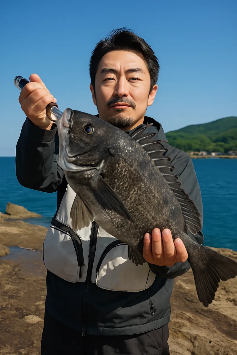 高野崎でクロダイの釣果を得た佐々木.webp