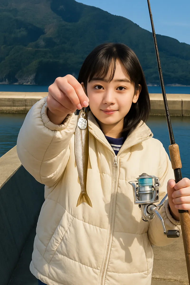 鬼沢漁港でチカの釣果を得た国生.webp