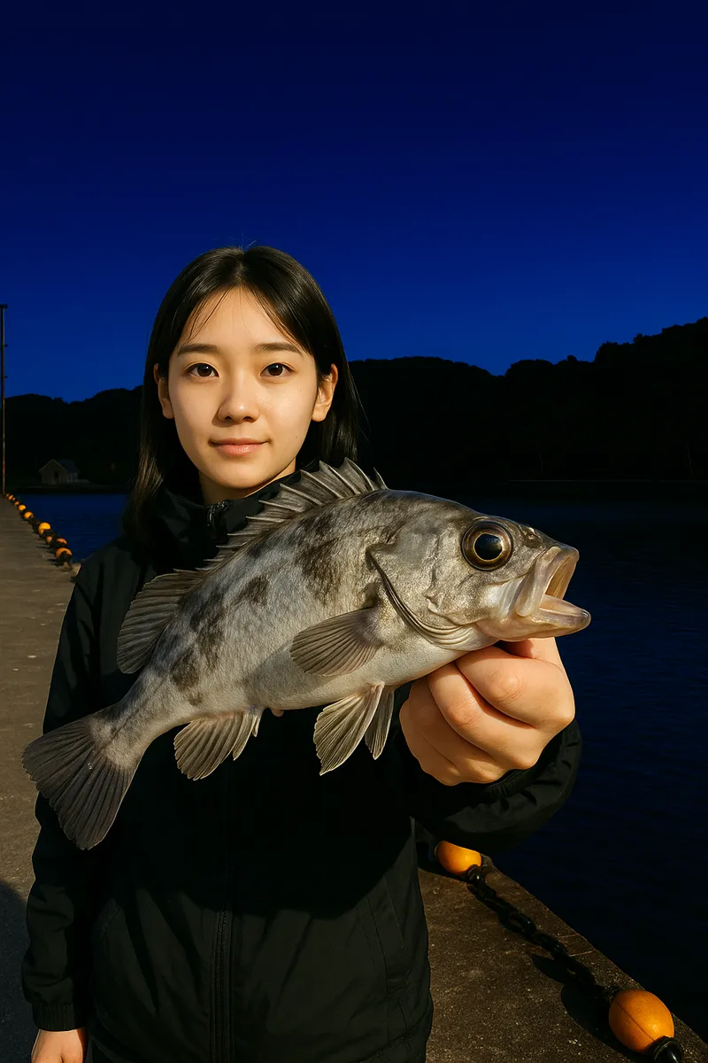鮎川港でメバルの釣果を得た森永.webp