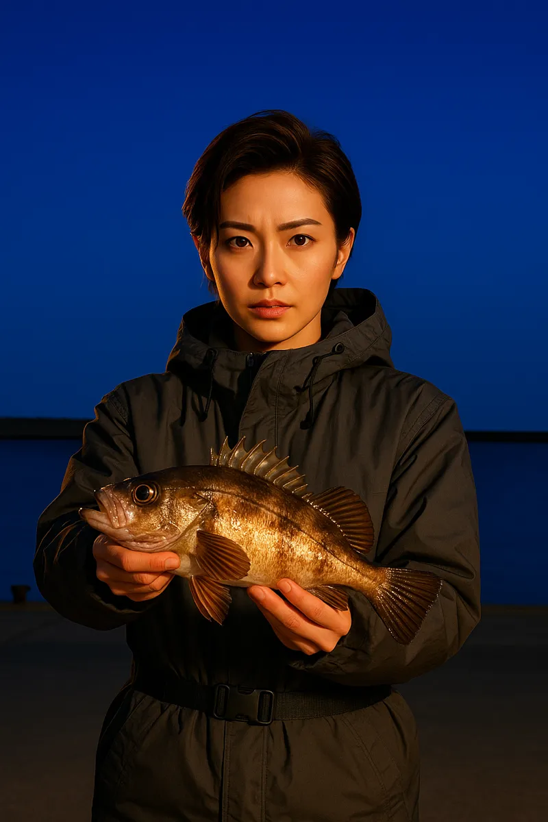鯵ヶ沢漁港でメバルの釣果を得た佐伯.webp