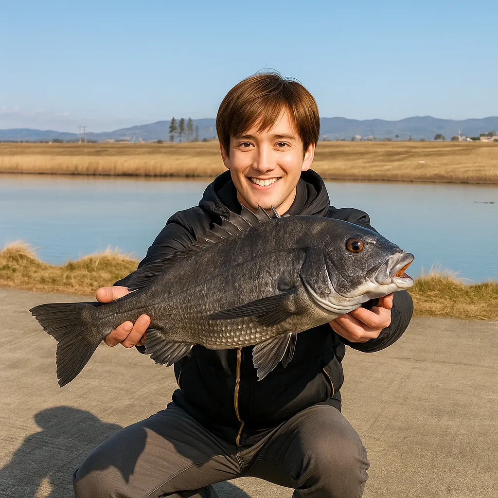 鳴瀬川河口でクロダイの釣果を得た久良木.webp