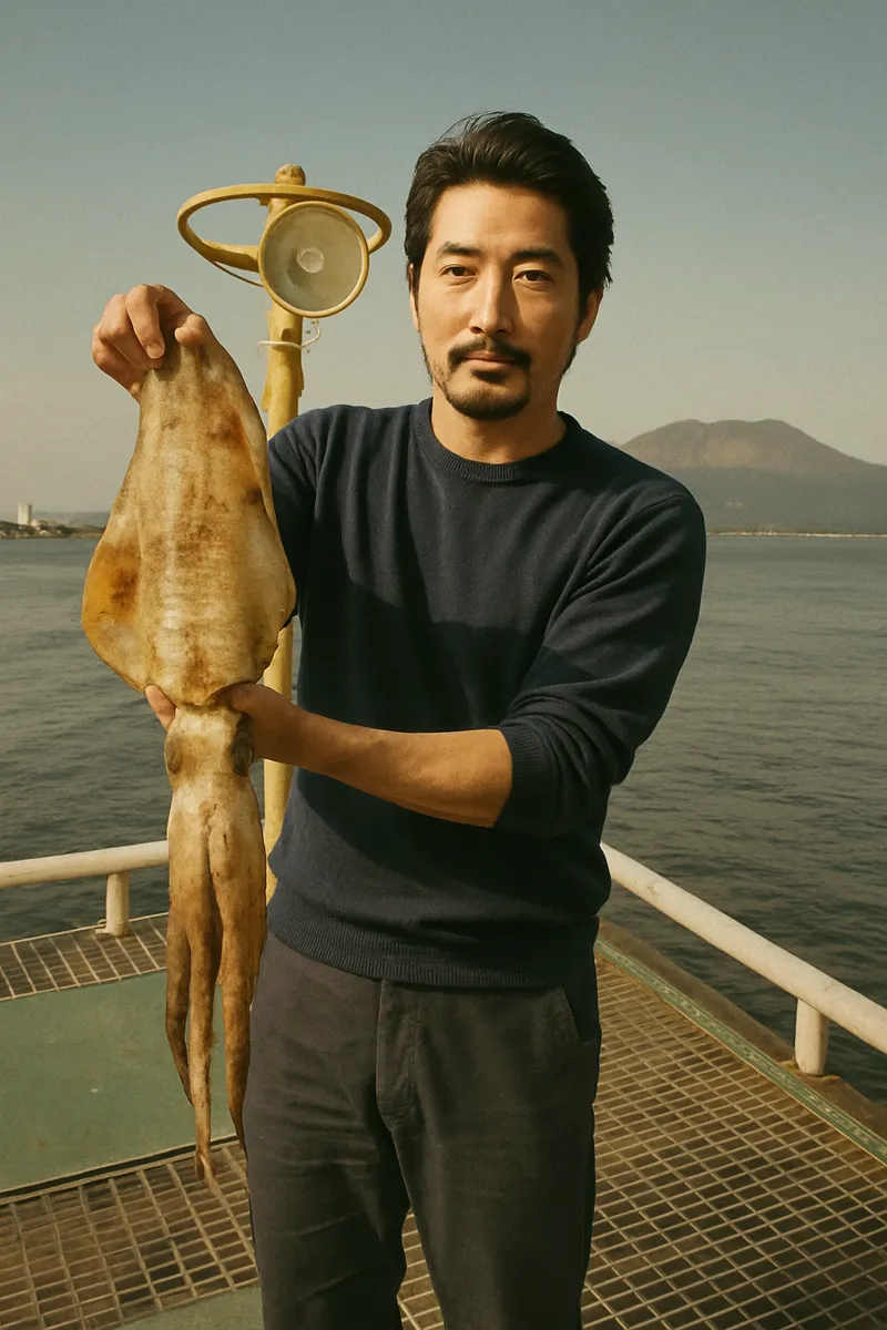 鴨池海づり公園でアオリイカの釣果を得た佐々木.webp