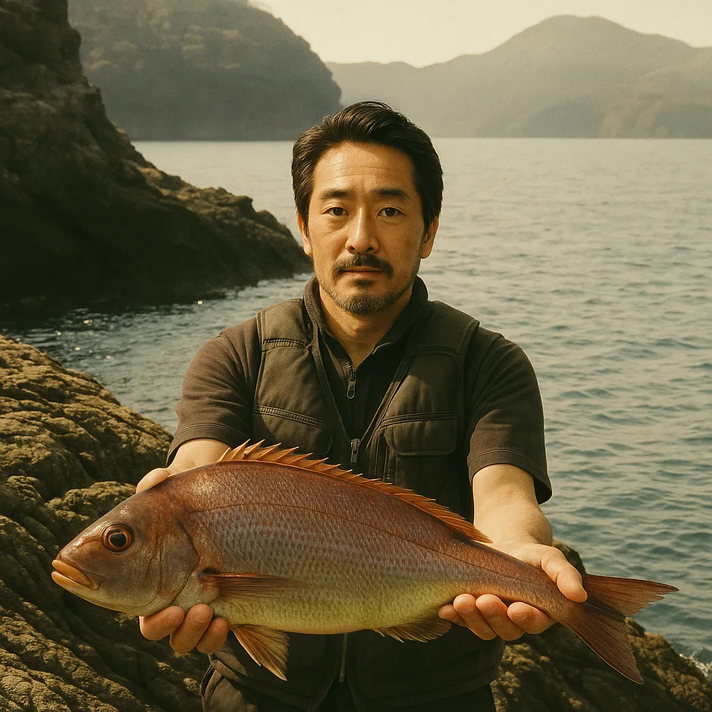 鶴御崎でイサキの釣果を得た佐々木.webp