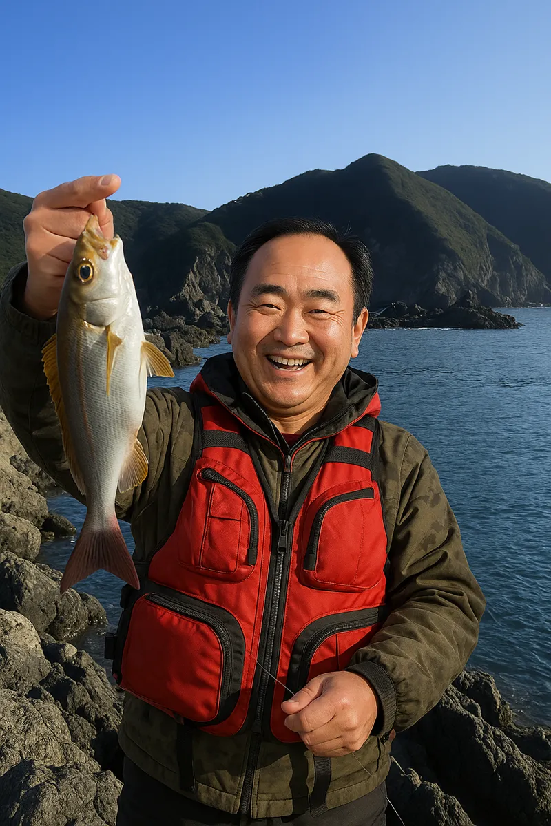 鶴見大島でイサキの釣果を得た持田.webp