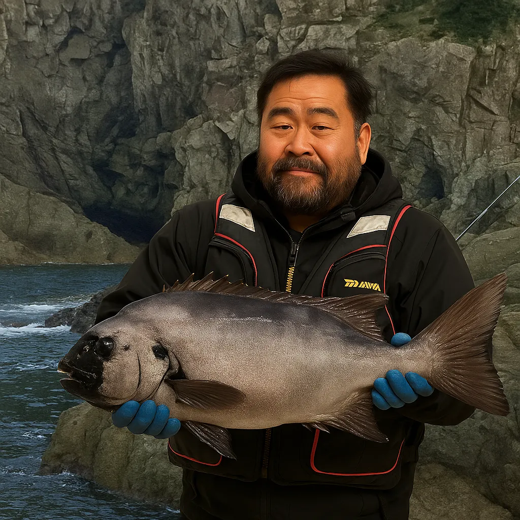 鶴見大島でイシダイの釣果を得た楢崎.webp