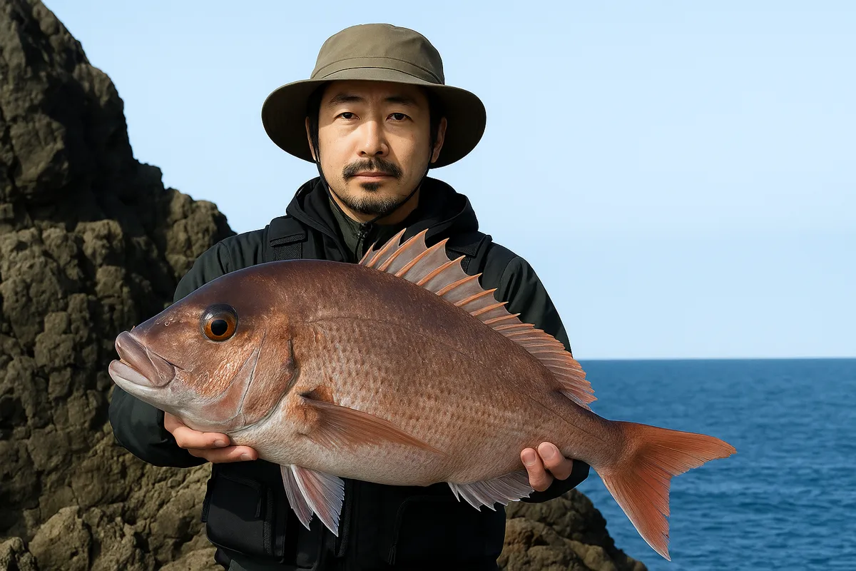 鶴見大島でマダイの釣果を得た佐々木.webp