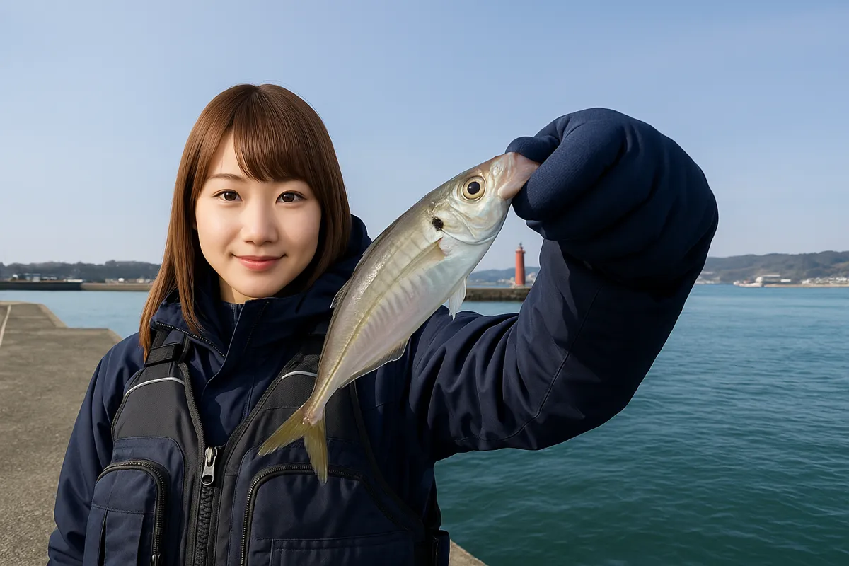 鹿児島新港でアジの釣果を得た山際.webp