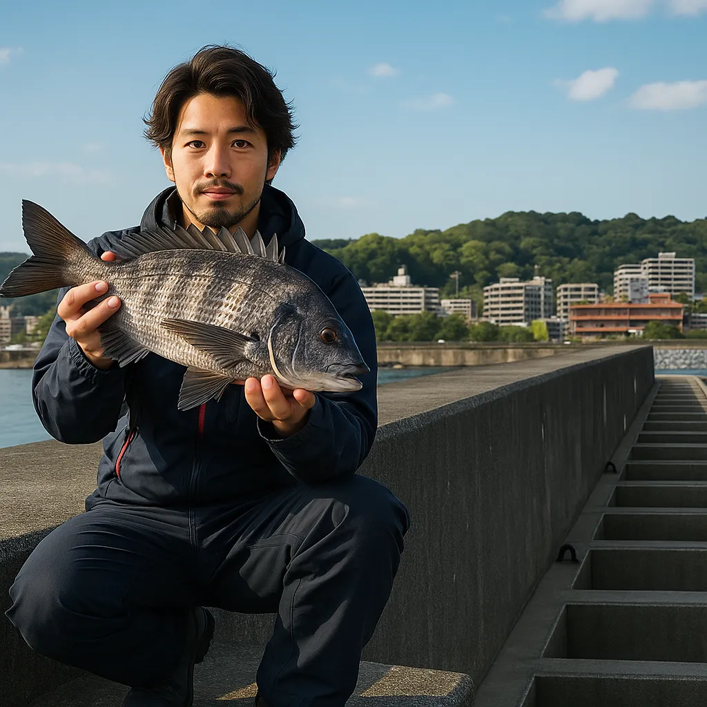 鹿児島本港でチヌの釣果を得た澤田.webp