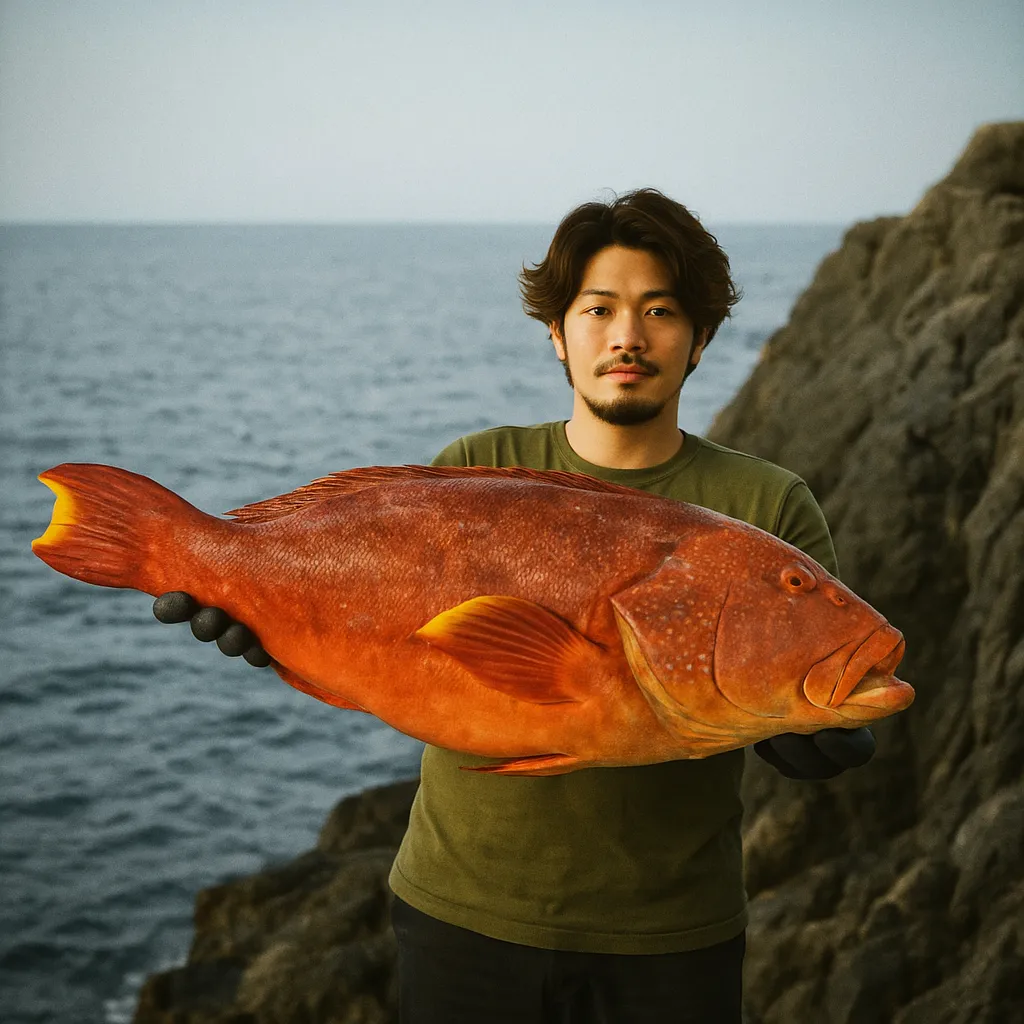 黒島でバラハタの釣果を得た澤田.webp