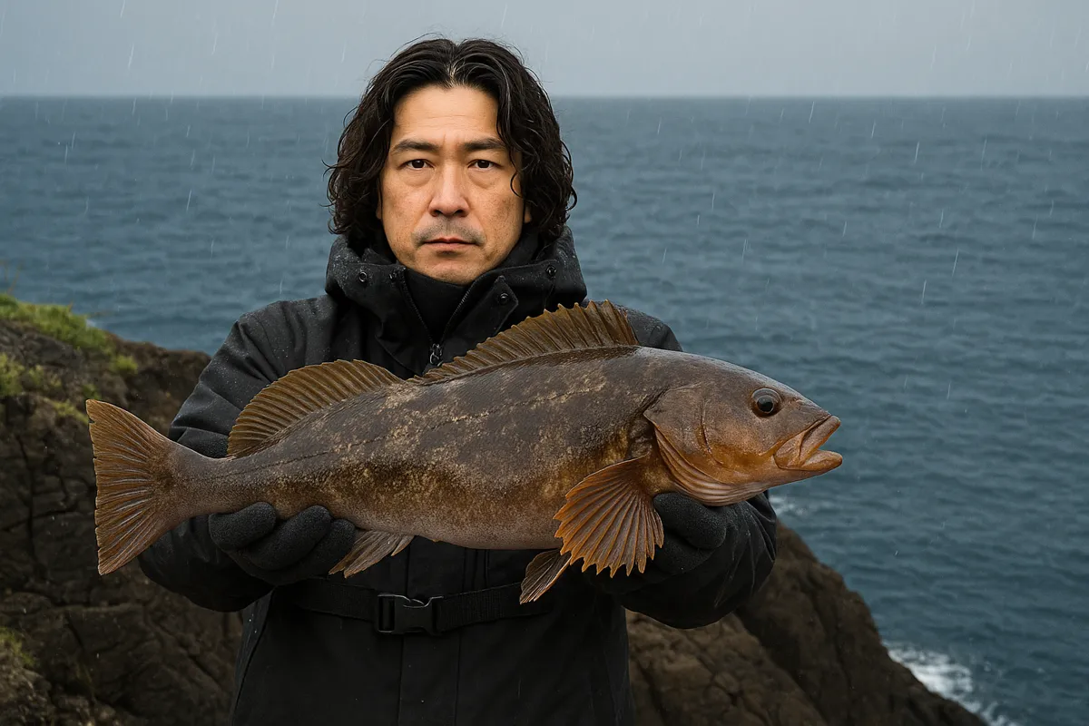 黒崎灯台でアイナメの釣果を得た岸本.webp