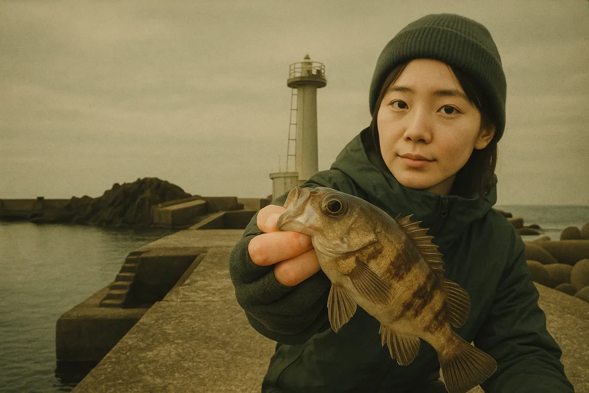 鼠ヶ関漁港でメバルの釣果を得た森永.webp