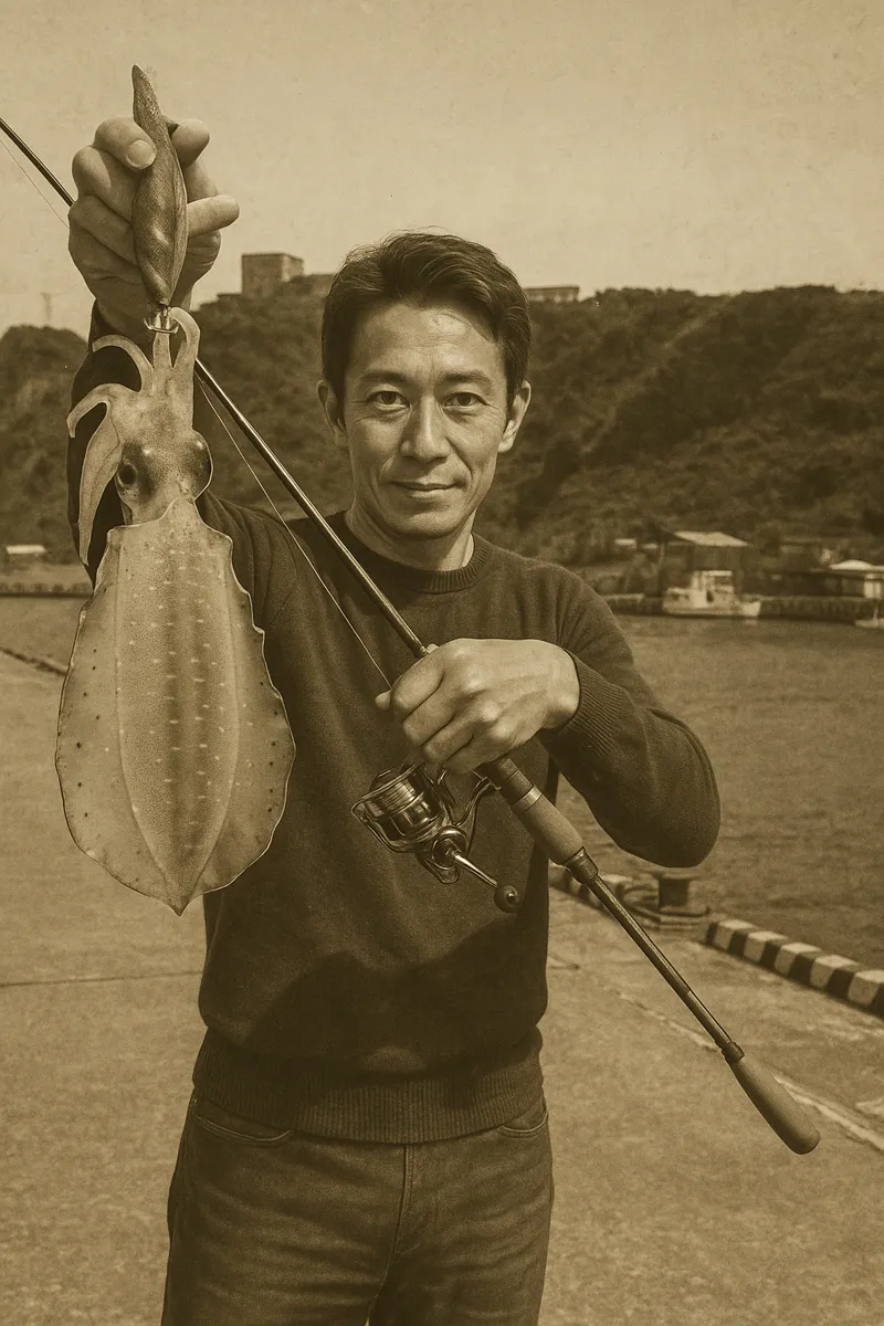 龍飛漁港でエギングの釣果を得た亀岡.webp