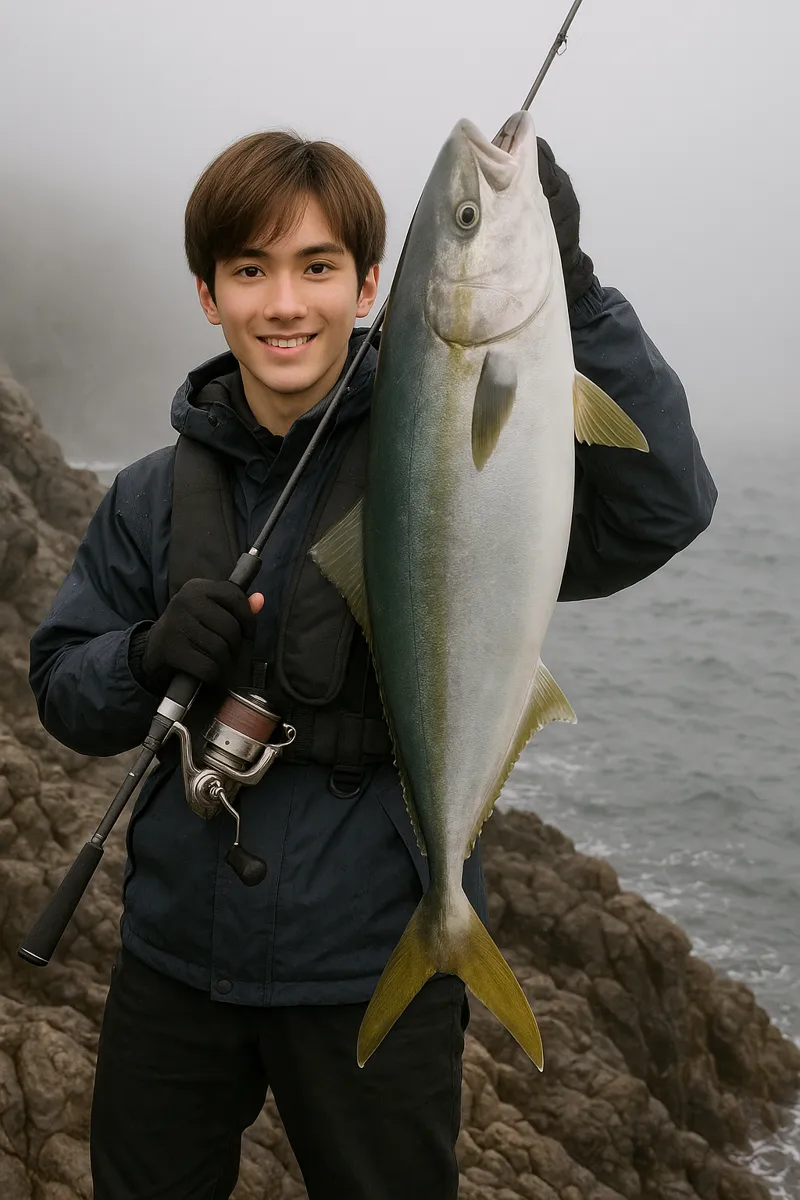 龍飛漁港でショアジギングの釣果を得た久良木.webp