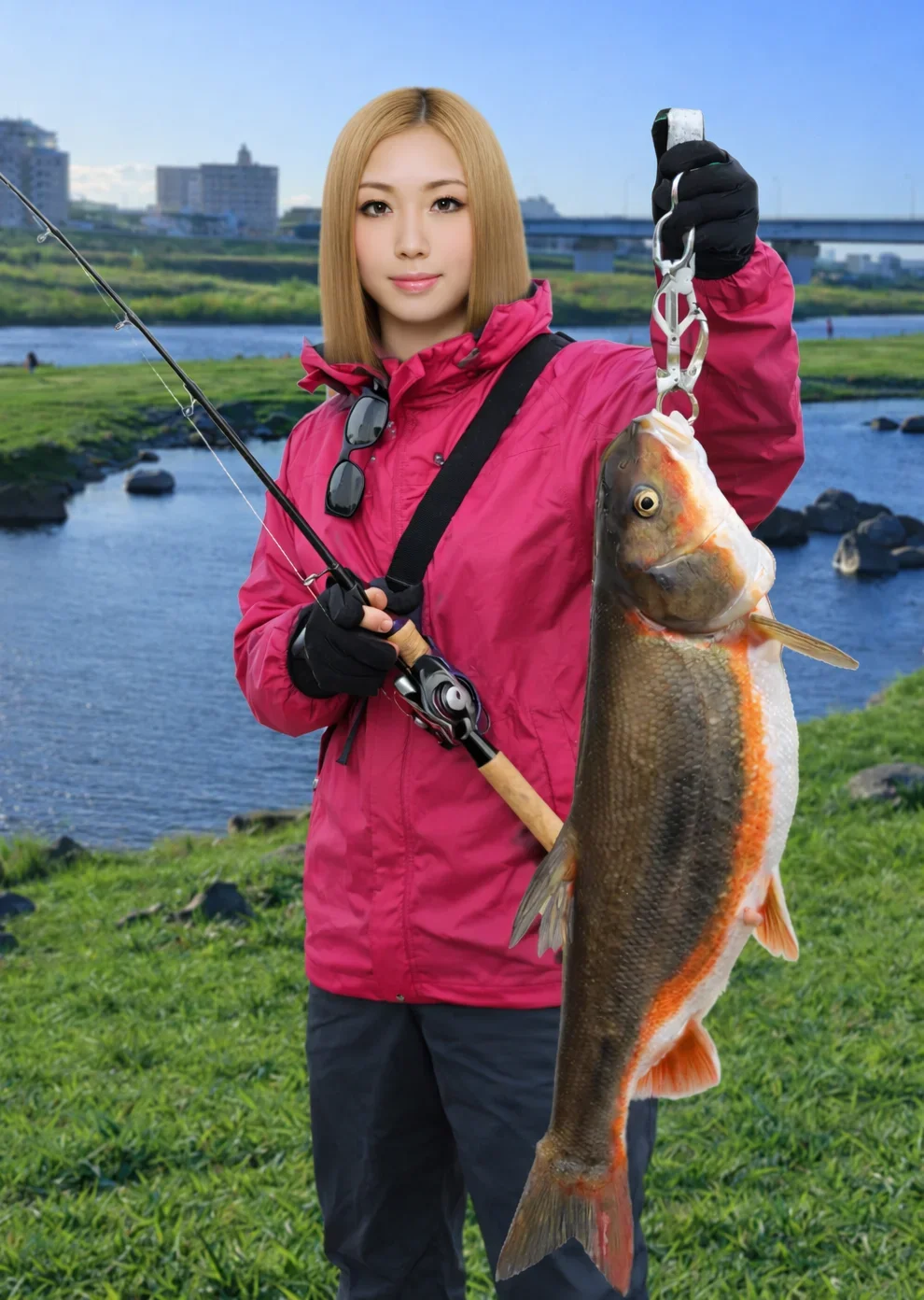 多摩川でマルタウグイを釣った階下