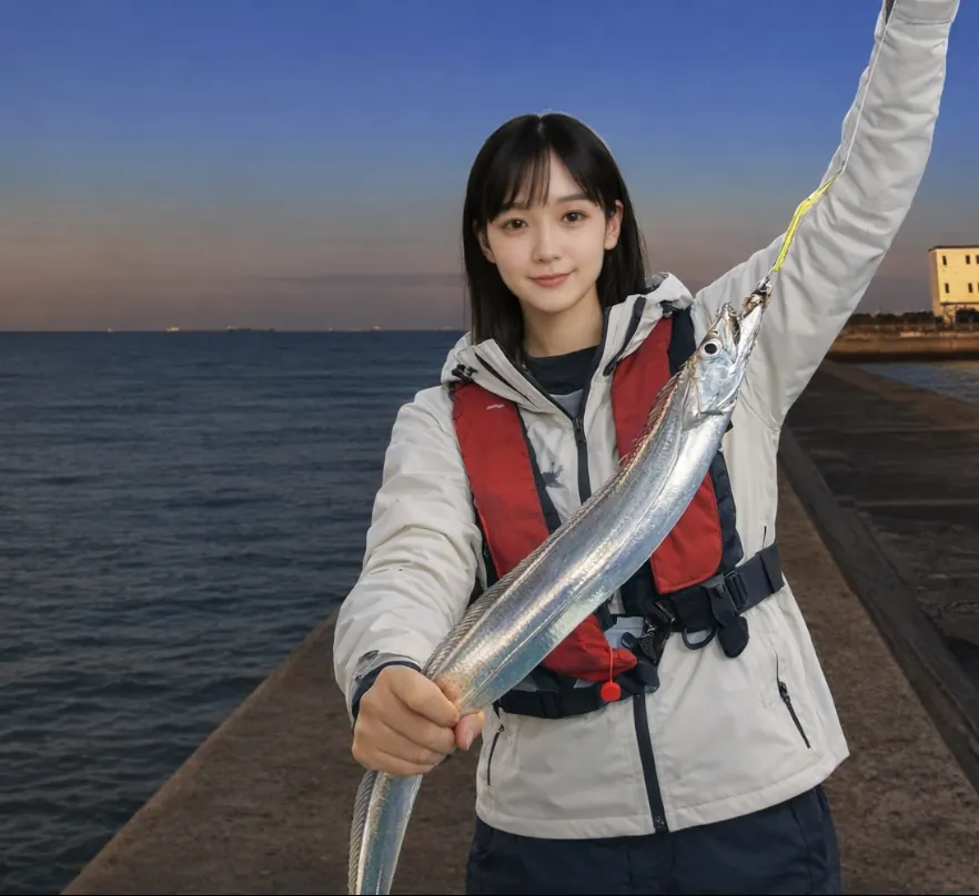 かもめ大橋でタチウオの釣果を得た国生.webp