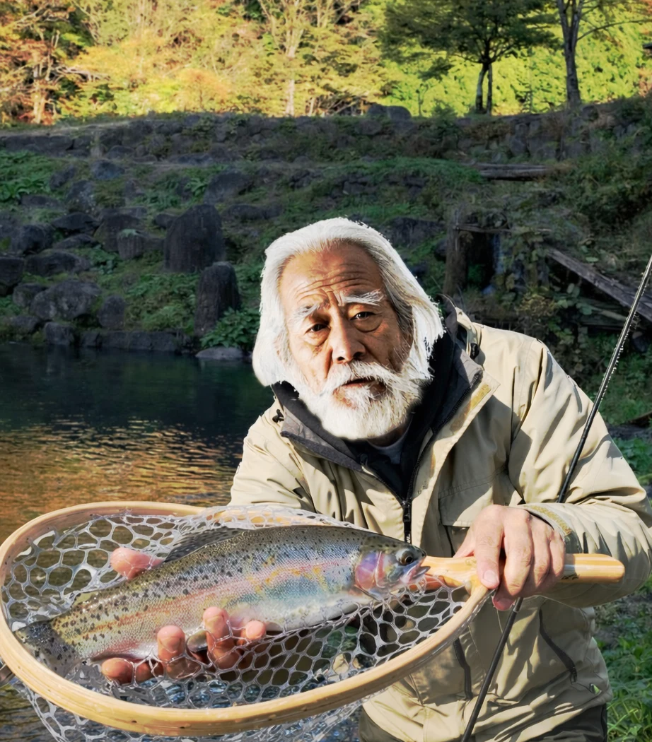 くろやのでニジマスの釣果を得た米田.webp