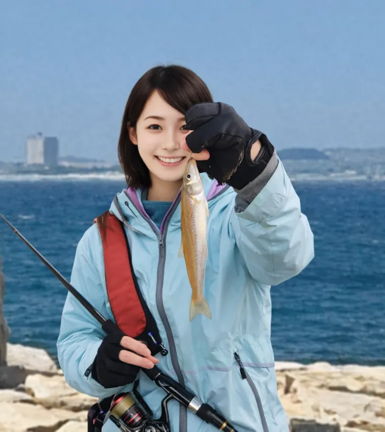 せんなん里海公園でシロギスの釣果を得た西岡.webp