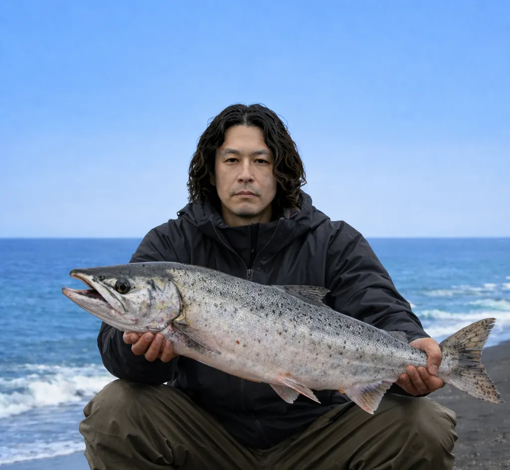ベニヤ原生花園でサケの釣果を得た岸本.webp