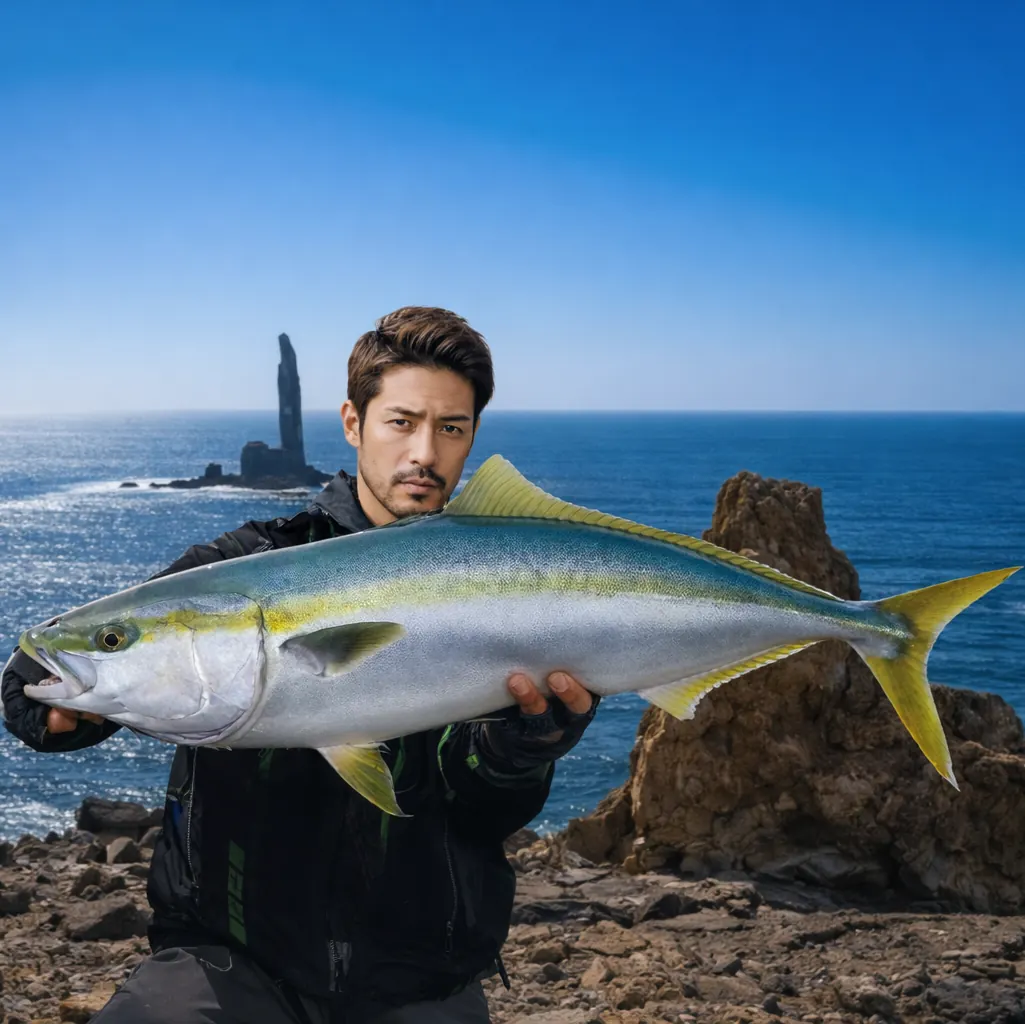 ワッカケ岬でブリの釣果を得た広岡.webp