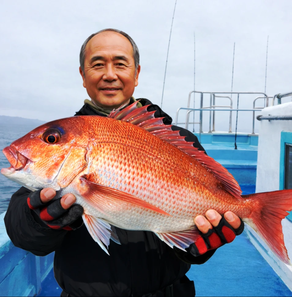 三国沖でマダイの釣果を得た田能村.webp