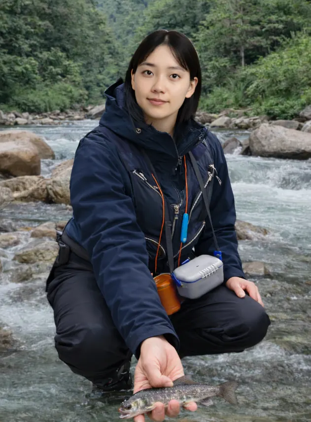 上村川でイワナの釣果を得た森永.webp
