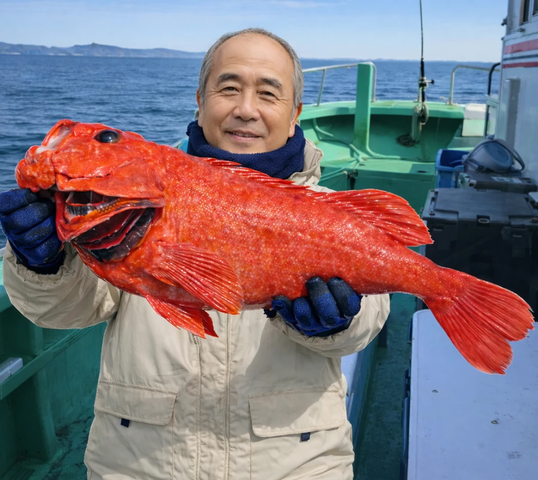 下田沖でアコウダイの釣果を得た田能村.webp