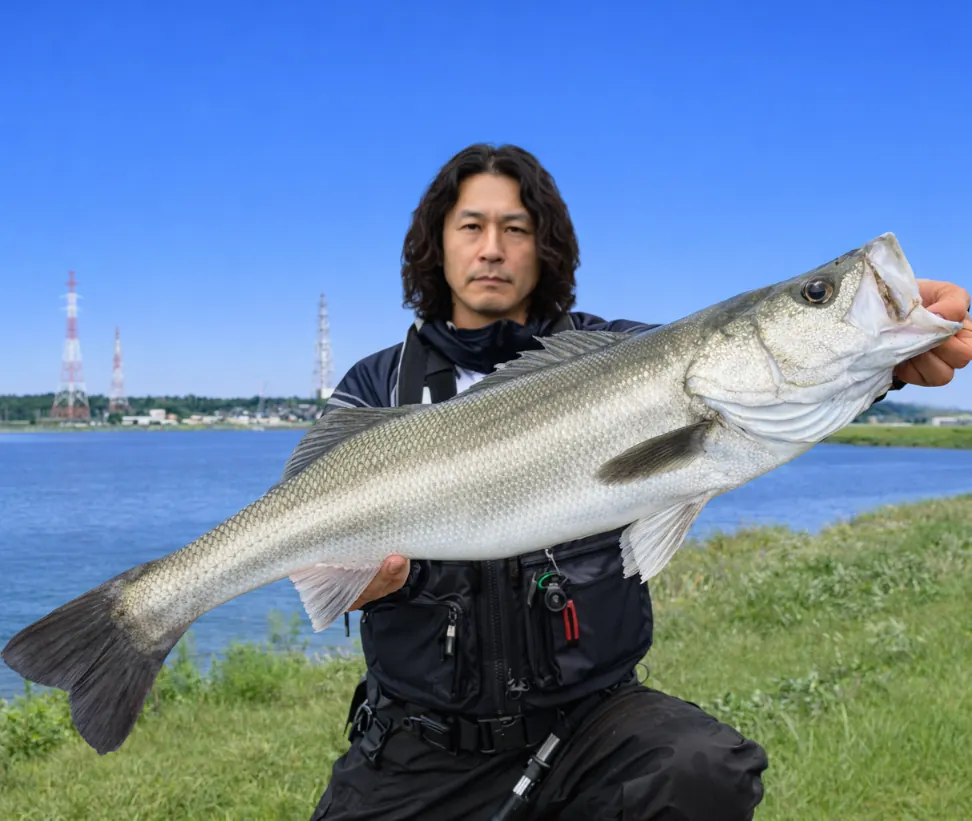 九頭竜川でシーバスの釣果を得た岸本.webp