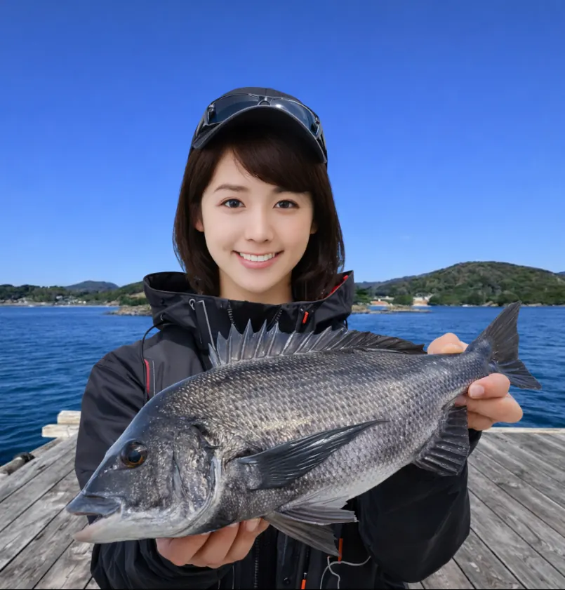 五ヶ所湾の筏でチヌの釣果を得た西岡.webp