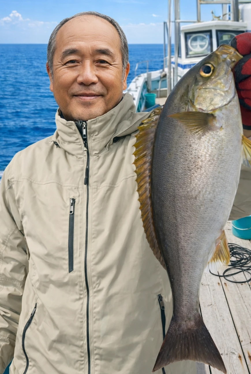 伊勢湾でイサキの釣果を得た田能村.webp