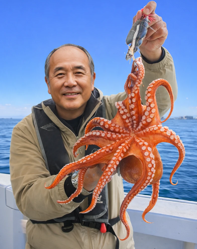 伊勢湾でマダコの釣果を得た渡辺.webp