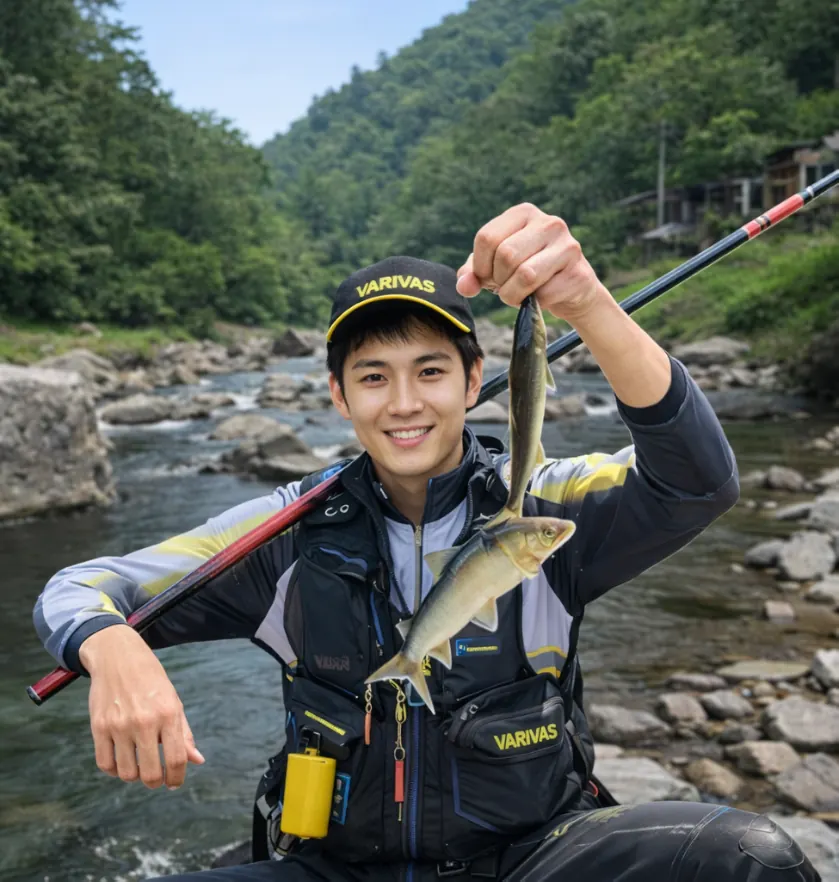 佐見川でアユの釣果を得た新崎.webp