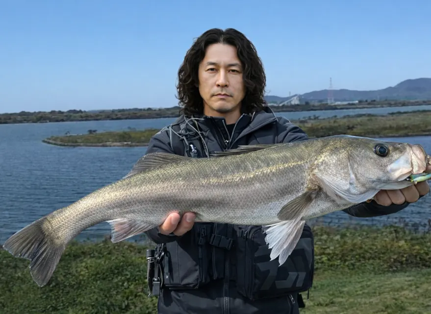 信濃川でシーバスの釣果を得た岸本.webp