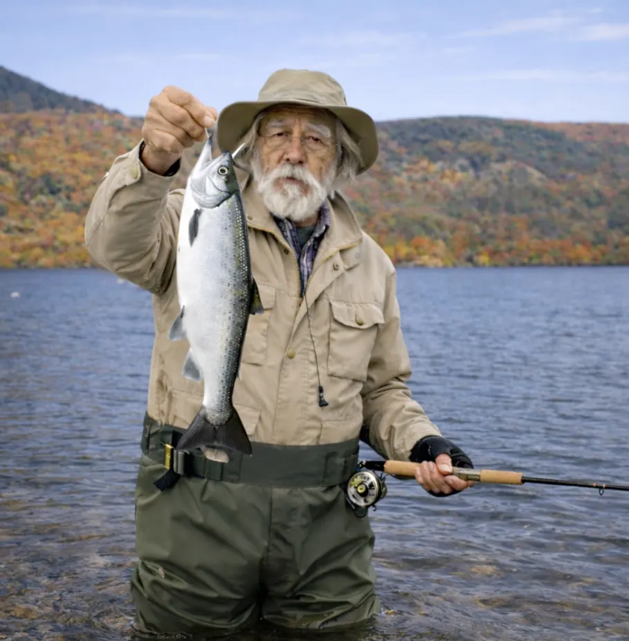 倶多楽湖でヒメマスの釣果を得た米田.webp