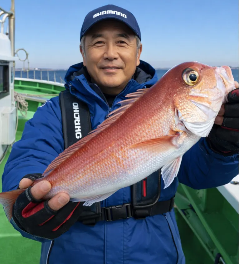 別府湾でアマダイの釣果を得た田能村.webp